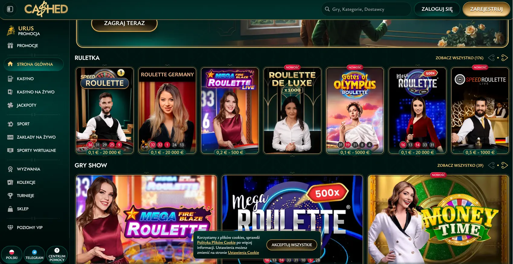 Cashed Casino Gry Z Krupierami Na Żywo